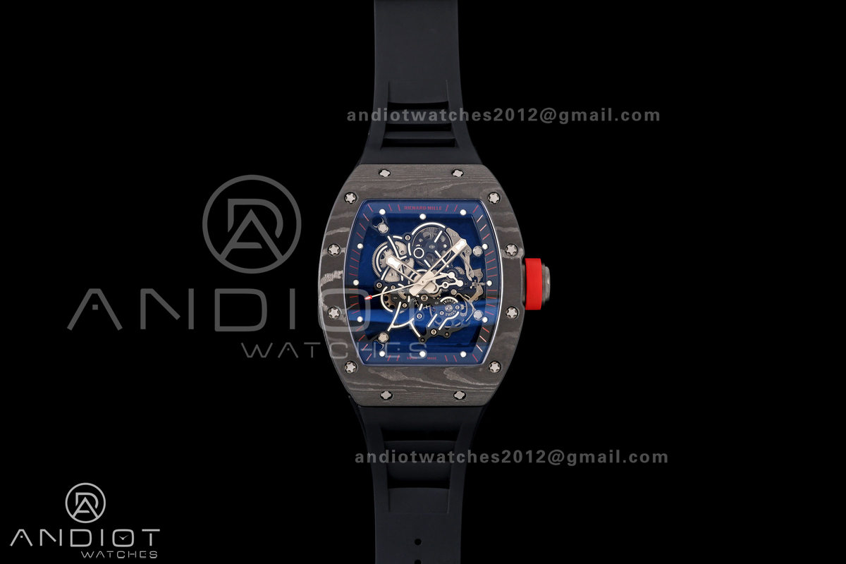 RM055 Black NTPT A9F 1:1 Best Edition Black/Red Inner Bezel on Black Rubber Strap RMUL2 Free Sprung